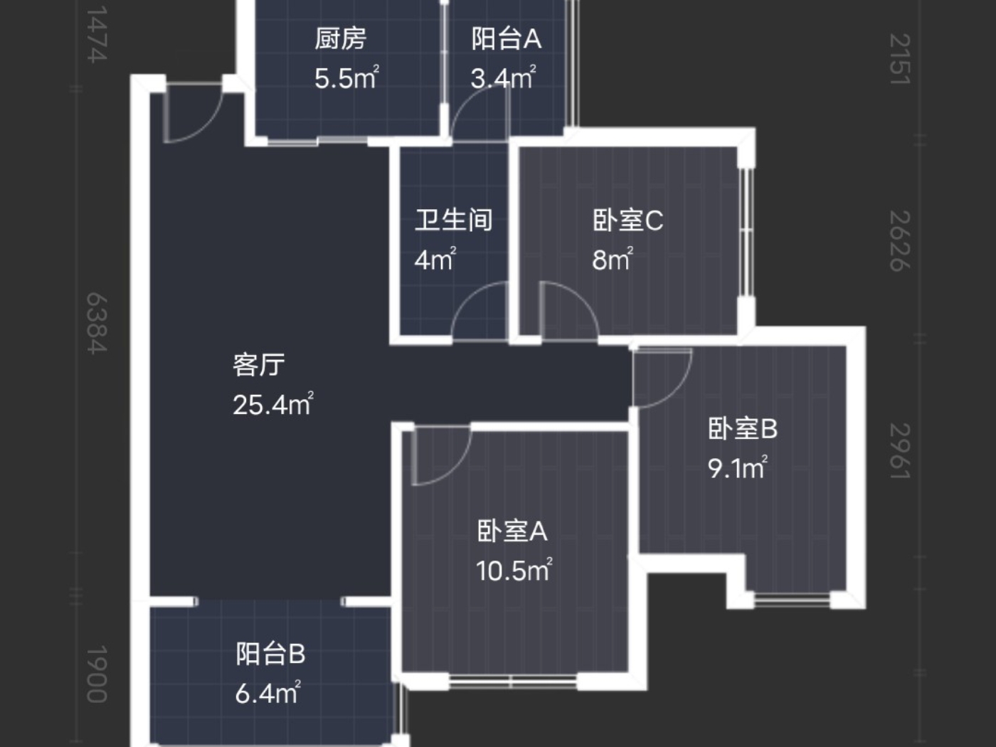 绵阳桑林坝片区 东原长洲三房1900元/月 绵阳二手房