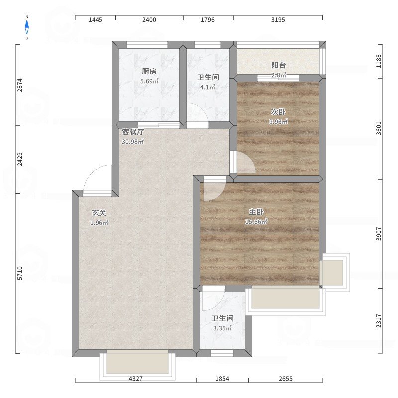 绵阳高新区 凯丽滨江2房1500元/月 绵阳租房