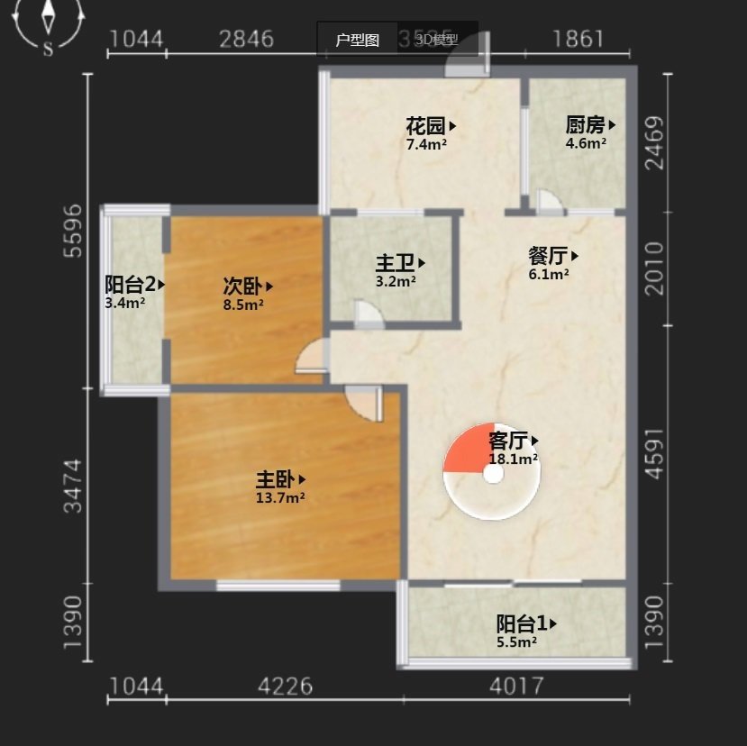 绵阳涪城区 都市兰亭2房1500元/月 绵阳租房