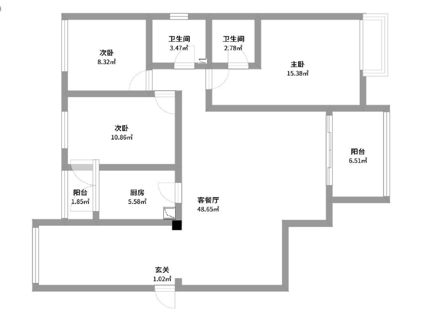 绵阳高水片区 盛鑫中央广场三房105万 绵阳二手房