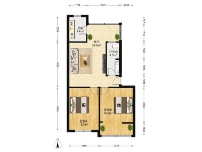404片区 407单位房三房59.8万