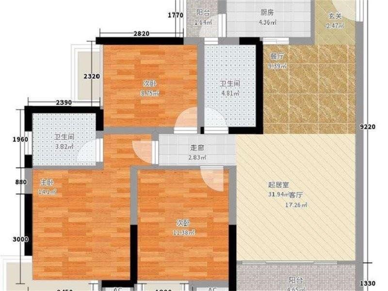 绵阳丰谷片区 亚川水岸枫景三房46万 绵阳二手房