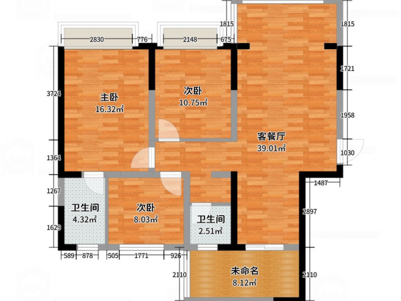 绵阳404片区 水韵滨江三房99万 绵阳租房