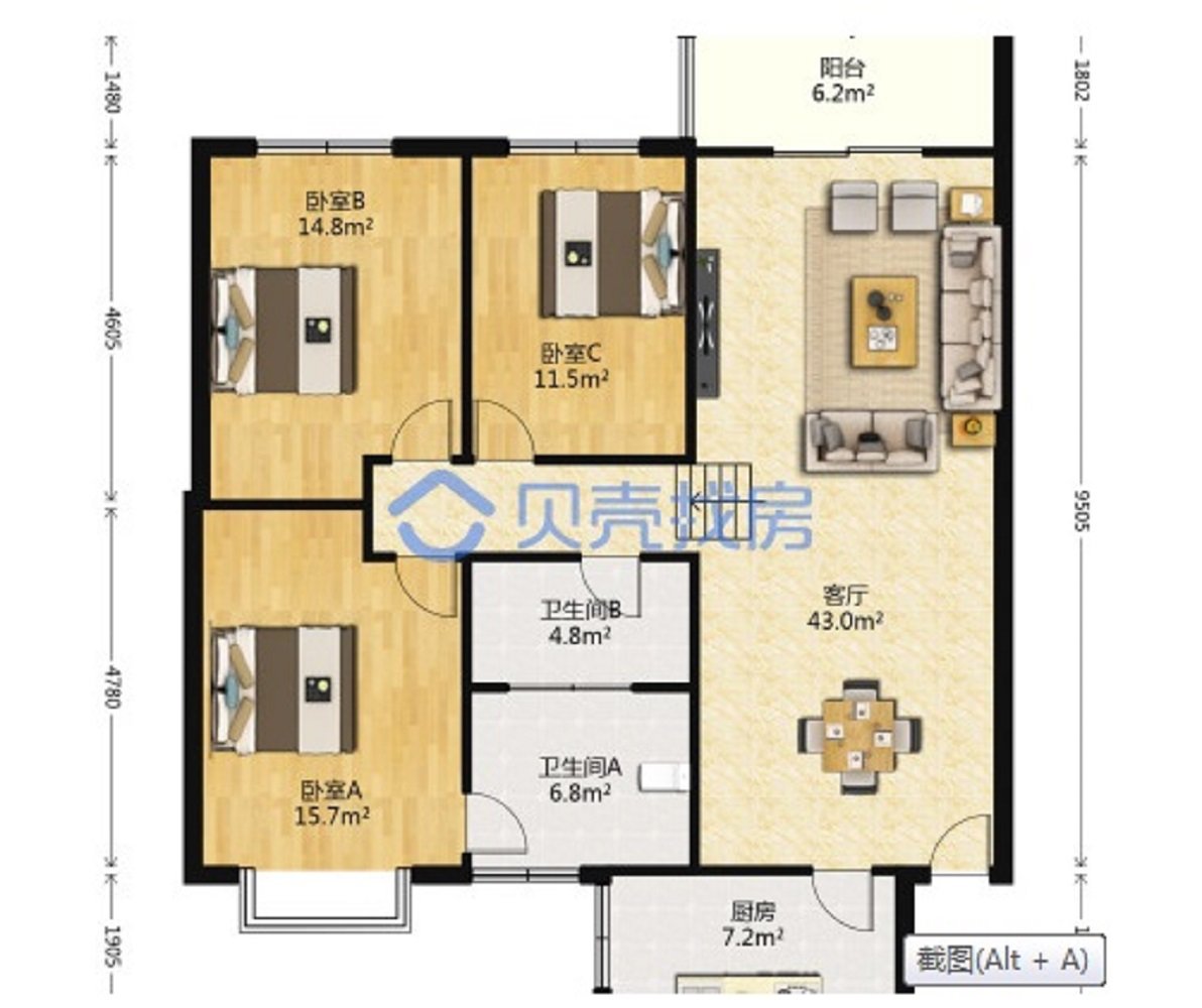 绵阳高新区 雅馨花园3房1400元/月 绵阳租房