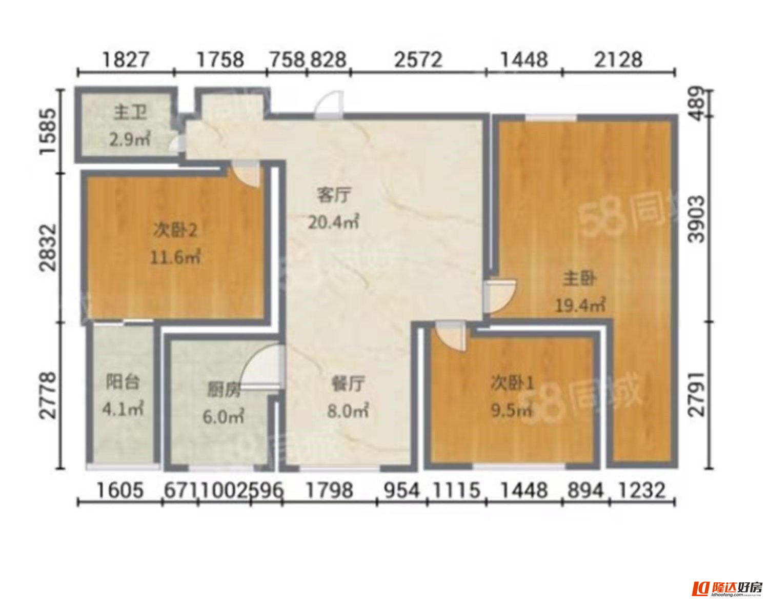绵阳亚川水岸枫景，3室2厅2卫，109.00㎡，租金750元/月 绵阳租房