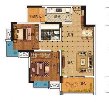 绵阳中华坊，2室2厅1卫，75.01㎡，普装，售价62万 绵阳二手房