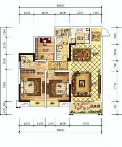 涪城区 克拉公馆3房87万