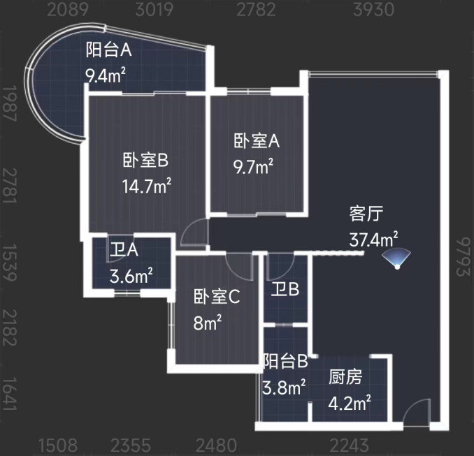 绵阳正临江户型/御营坝电梯住家装修三室双卫 绵阳二手房