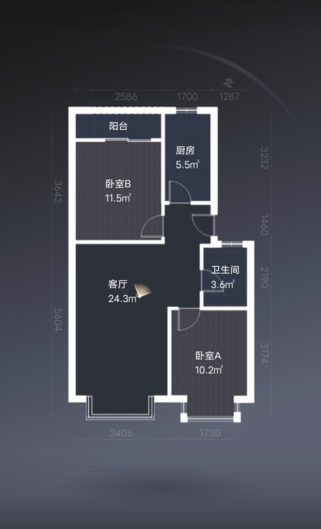 绵阳长虹国际城三期，2室2厅1卫，80㎡，售价75万 绵阳二手房