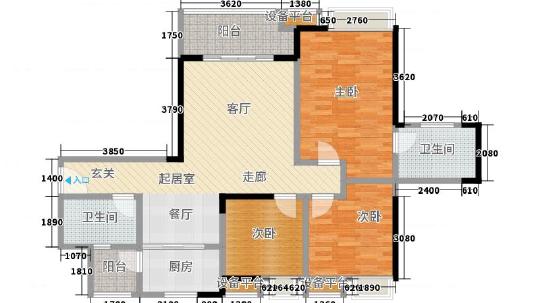 绵阳经开区塘汛片区卓信金楠天街3房108.12平米94万 绵阳二手房