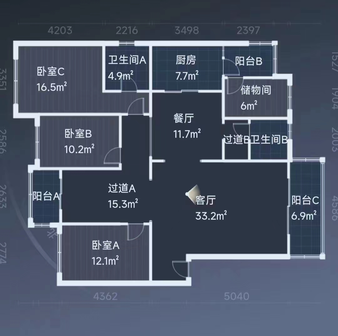 绵阳三江花园，4室3厅2卫3阳台，155.78㎡，售价118 绵阳二手房