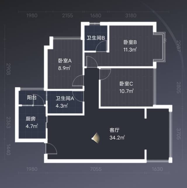 绵阳樊华似锦二期，3室2厅2卫，98.00㎡，普装，售价89.00万 绵阳二手房