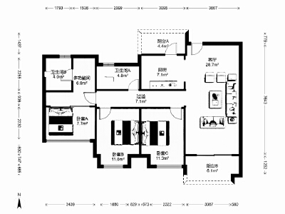 南湖汽车站片区 领地天屿三房120万