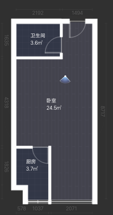 绵阳涪城区市中心片区海赋外滩1房47平米1400元/月 绵阳租房