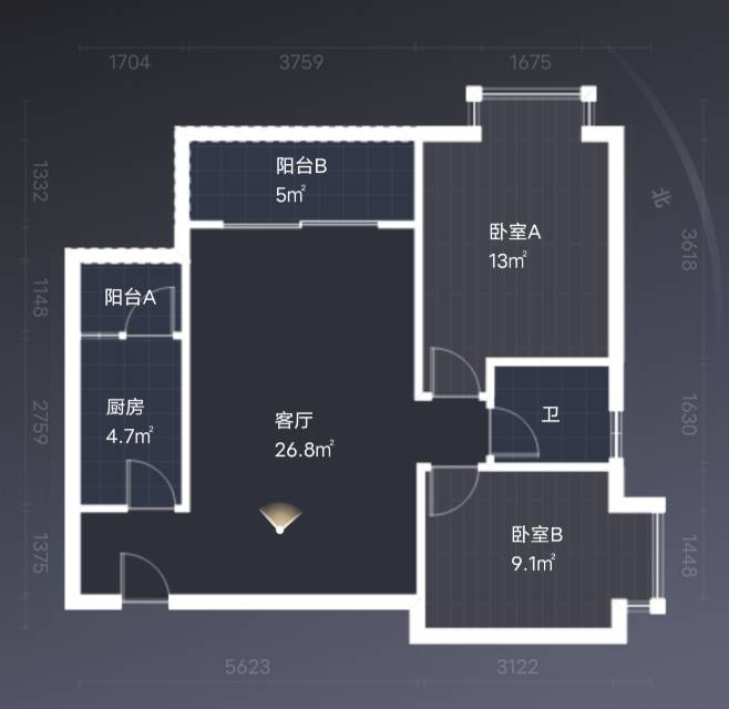 绵阳新城优家，2室2厅1卫，86㎡，租金1100元/月 绵阳租房
