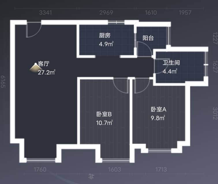 绵阳富临东方广场，2室2厅1卫，74㎡，售价77万 绵阳二手房