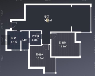 绵阳三江国际丽城阅世度，2室2厅1卫，86㎡，售价89万 绵阳二手房