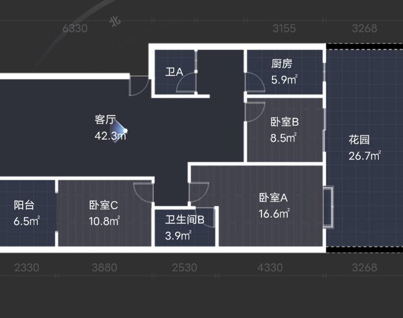 绵阳兴发翰林居，3室2厅2卫，121.84㎡，售价85万 绵阳二手房