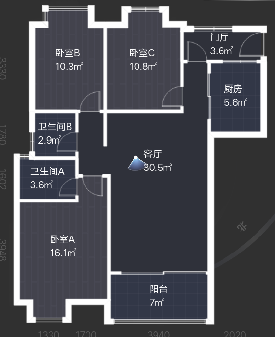 绵阳人工湖片区 锦林俊域三房95万 绵阳二手房