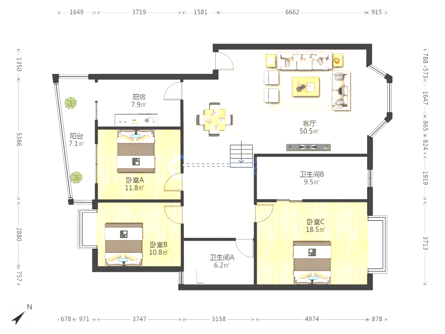 绵阳三汇绿岛，3室2厅2卫，134.00㎡，普装，租金1500.00元/月 绵阳租房