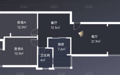 枫璟398  B区，2室2厅1卫，80㎡，售价56.8万