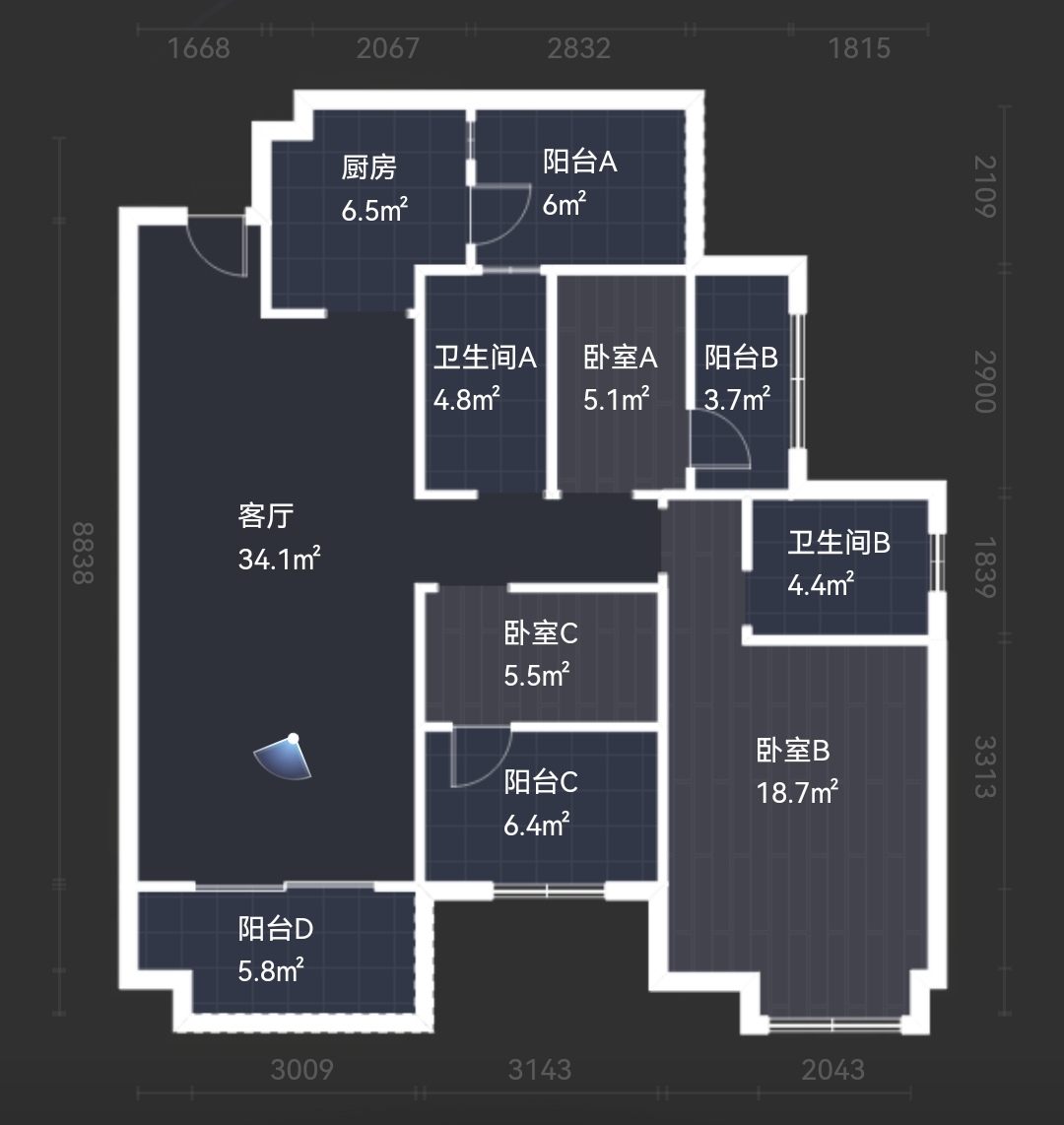 绵阳华润紫云府，3室2厅2卫，115.00㎡，精装，售价150万 绵阳二手房
