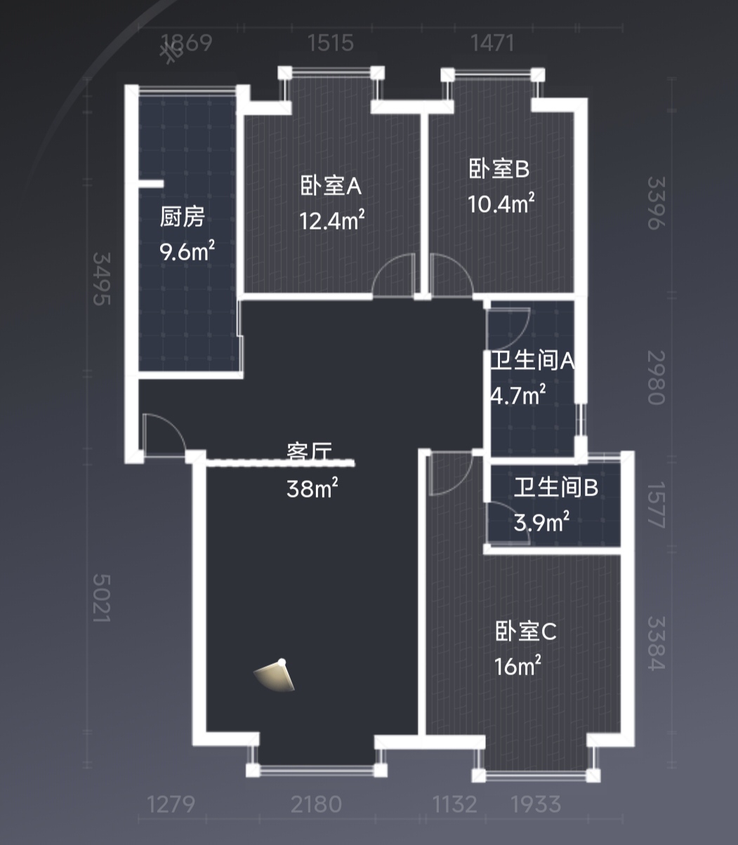 绵阳福泽源小区，3室2厅2卫，111.39㎡，租金1300元/月 绵阳租房