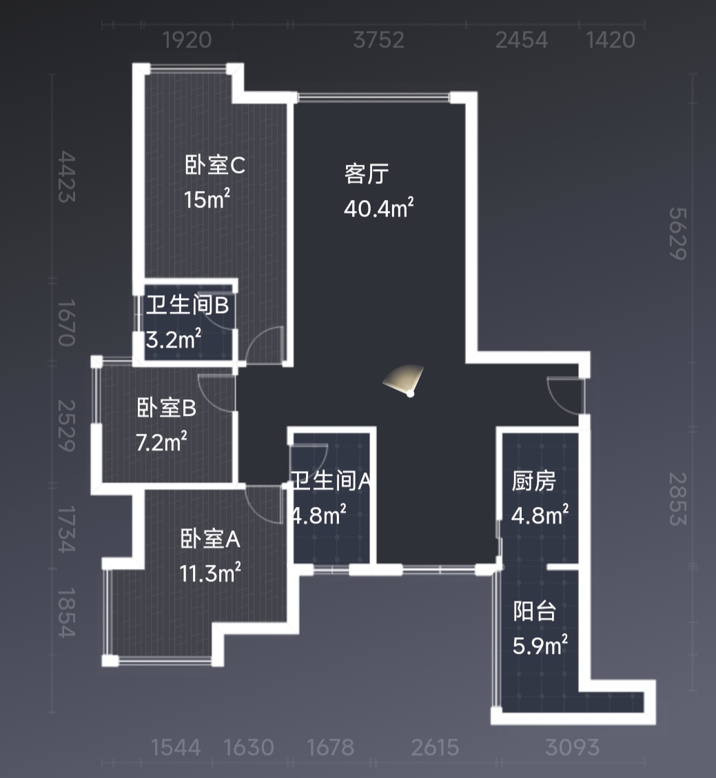 绵阳经开区 同立悦城3房1600元/月 绵阳租房