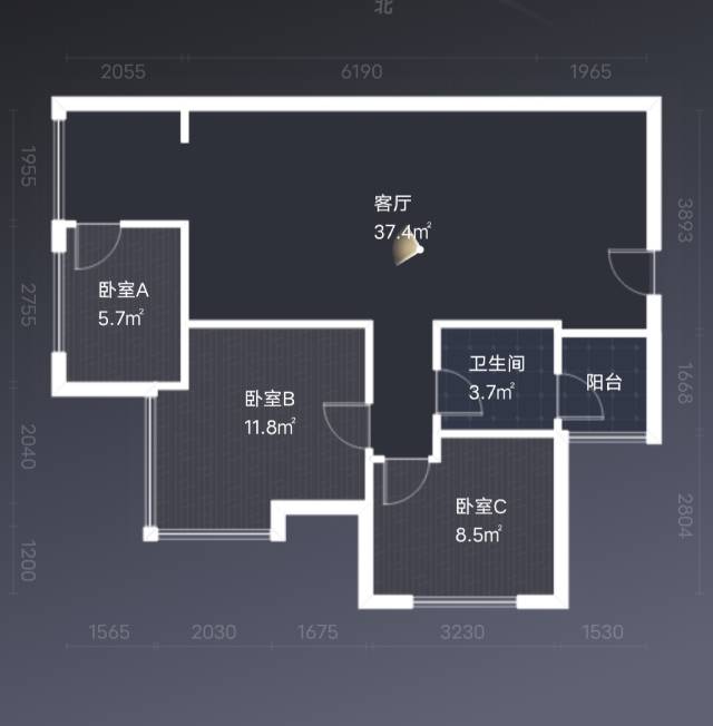 绵阳九洲又一城(二期)，3室2厅1卫，80㎡，售价86万 绵阳二手房