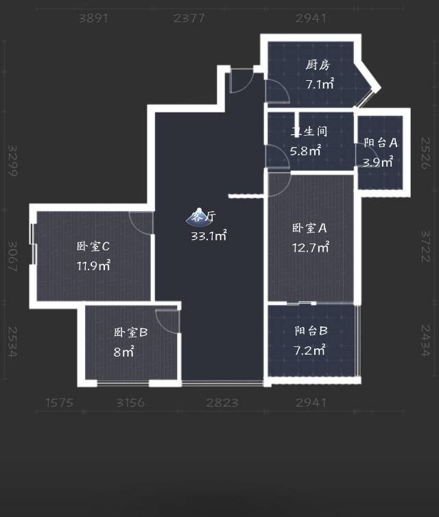 绵阳万向·西界莎拉，3室2厅1卫，94.07㎡，售价85万 绵阳二手房