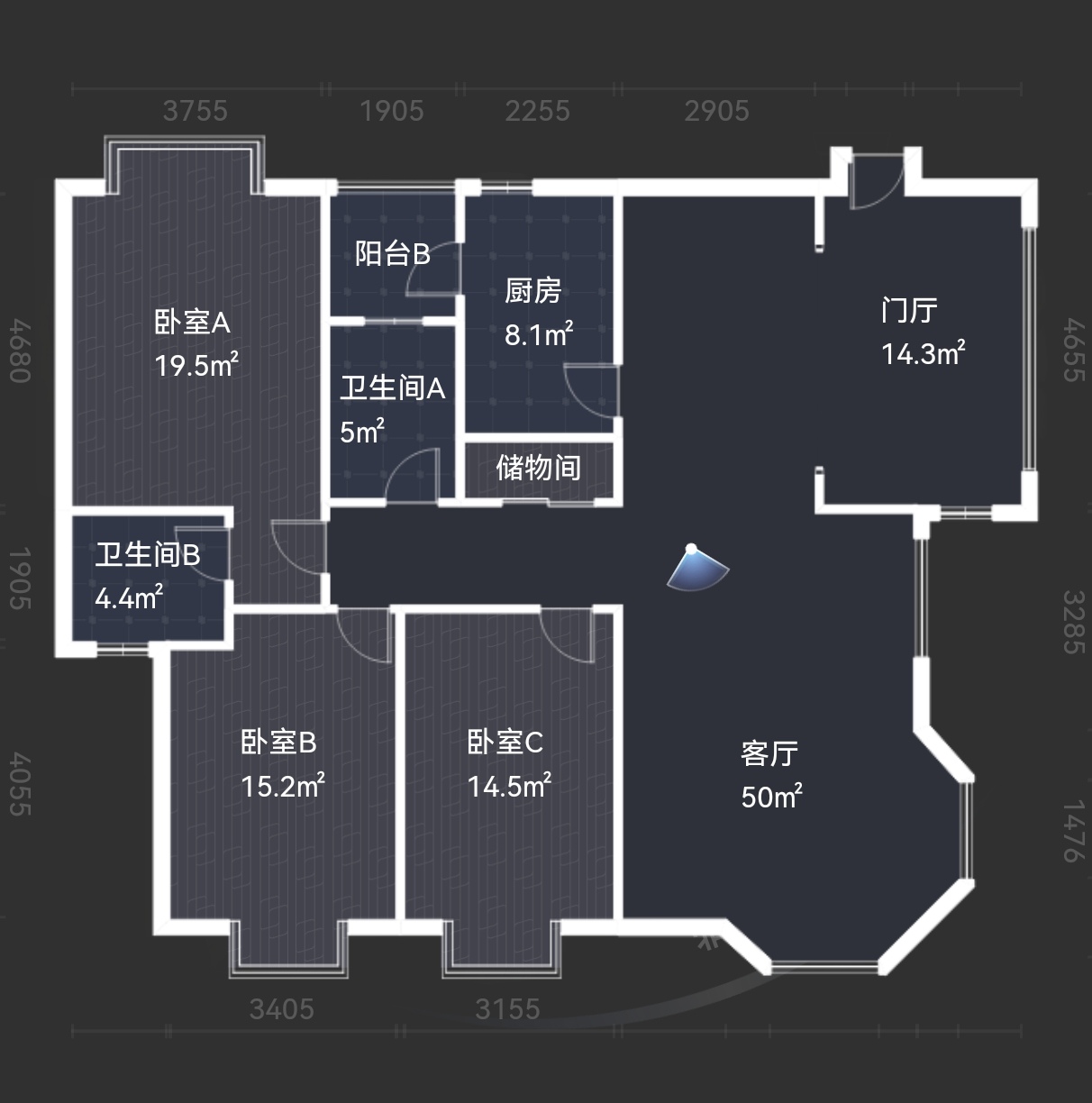 绵阳小岛花园二期，3室2厅2卫，152.00㎡，毛坯，售价107.00万 绵阳二手房