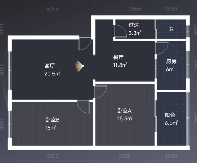 绵阳兴发家园一期二期，2室2厅1卫，80.39㎡，售价55万 绵阳二手房