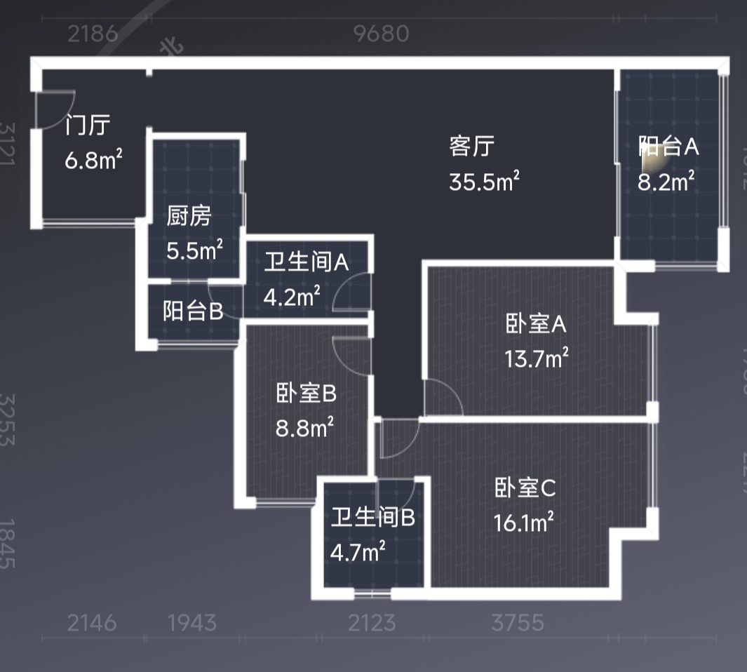 绵阳博雅海润广场，3室2厅2卫，101㎡，售价99万 绵阳二手房