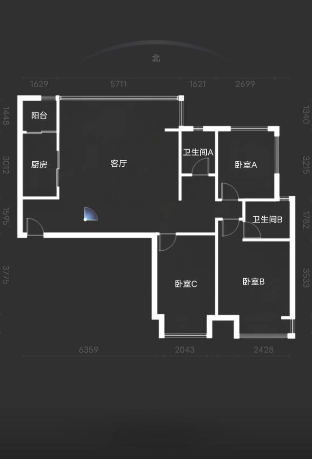绵阳中梁壹号院（住），3室2厅2卫，115㎡，租金2300元/月 绵阳租房