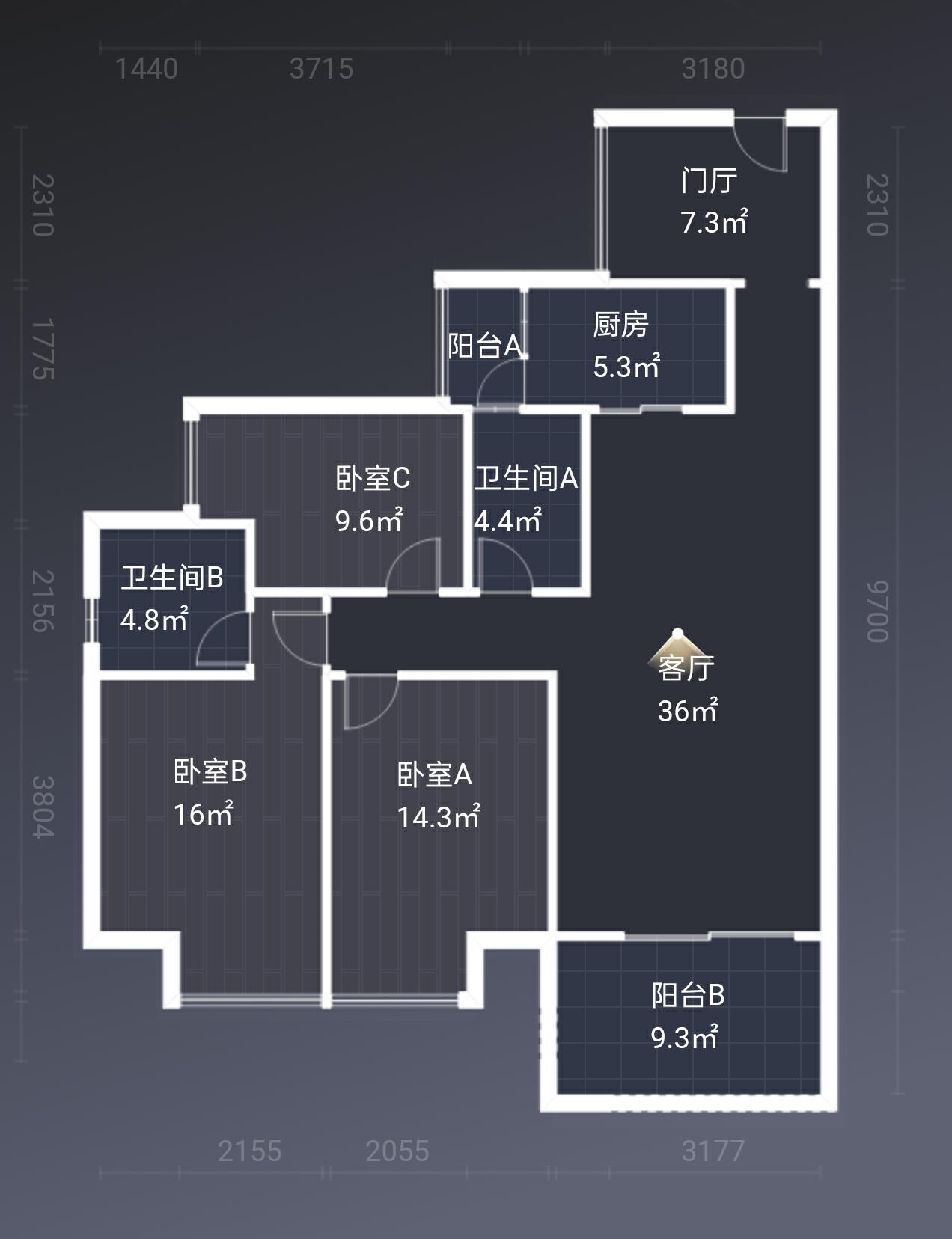绵阳博雅海润广场，3室2厅2卫，100.00㎡，精装，租金2980.00元/月 绵阳租房