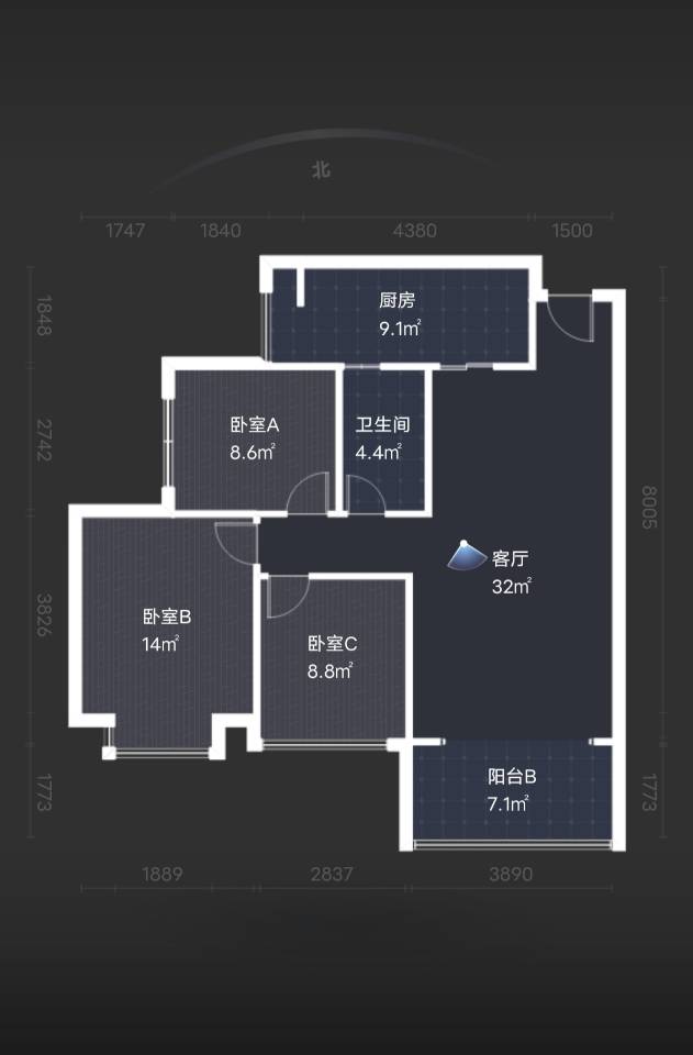 绵阳喜来公社，3室2厅1卫，91.00㎡，精装，售价81.5万 绵阳二手房