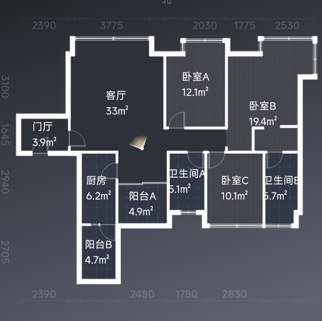 绵阳一号桥片区 三江国际丽城阅世集三房124万 绵阳租房