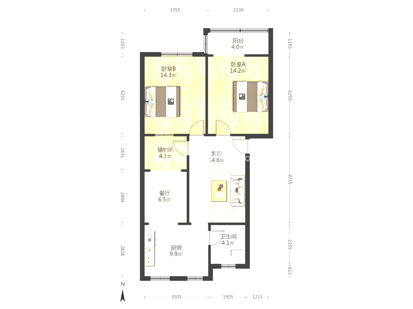绵阳756家属区，2室1厅1卫，70.00㎡，普装，租金1100.00元/月 绵阳二手房