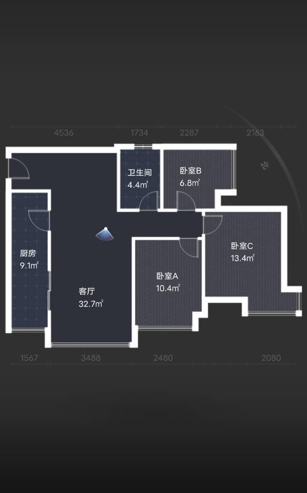 绵阳华润凌云府，3室2厅1卫，91㎡，精装，售价95万 绵阳二手房