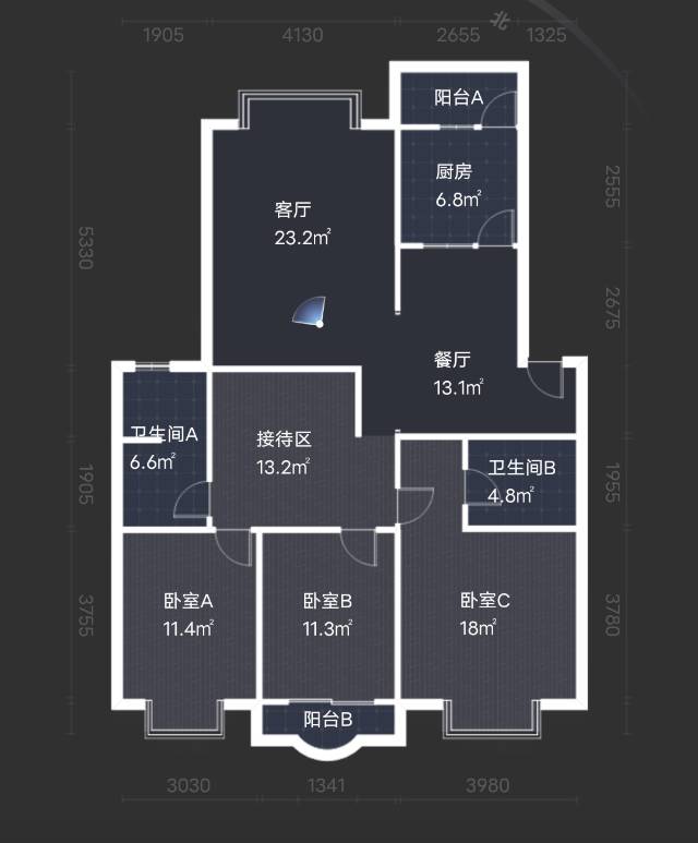 绵阳温州商贸城，3室2厅2卫，136.23㎡，售价55万 绵阳二手房