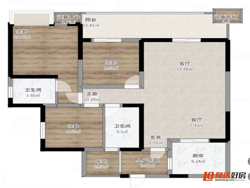绵阳一号桥片区 海赋长兴（一期）三房115万 绵阳租房