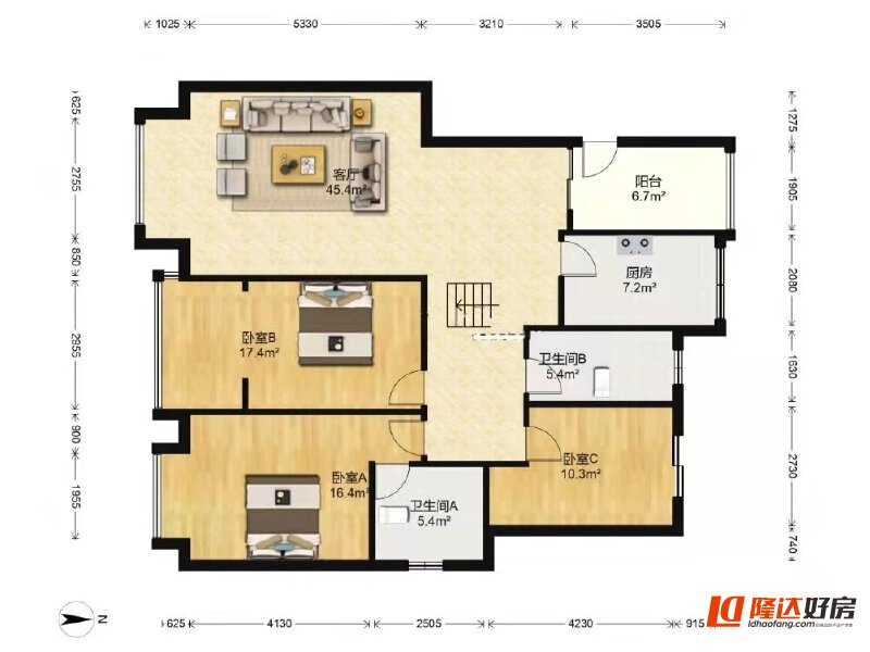 绵阳东辰阳光清华B区，3室2厅2卫，135.00㎡，精装，租金1800元/月 绵阳二手房