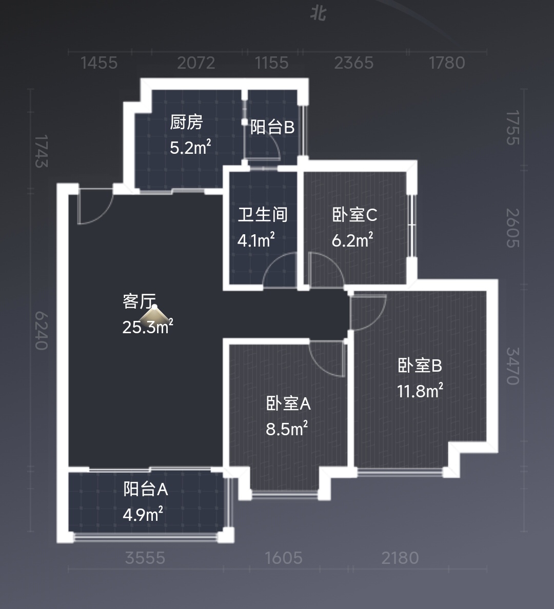 绵阳朝南视野开阔拎包入住开发商精装修三房 绵阳二手房