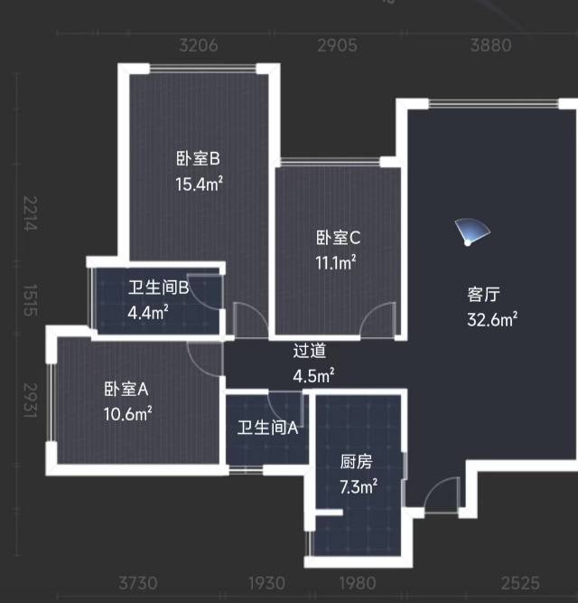 绵阳阳光·西雅图2期，3室2厅2卫，101.8㎡，精装，售价88万 绵阳二手房