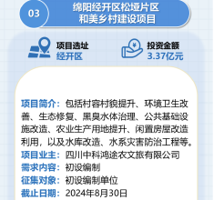 绵阳2024年第十三批次投资项目机会清单发布！