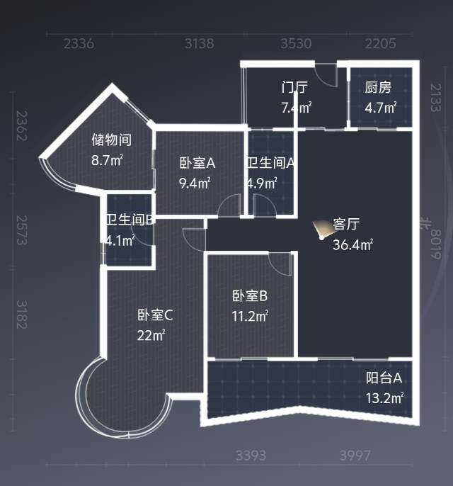 绵阳水韵滨江，3室2厅2卫，131.59㎡，售价180万 绵阳二手房