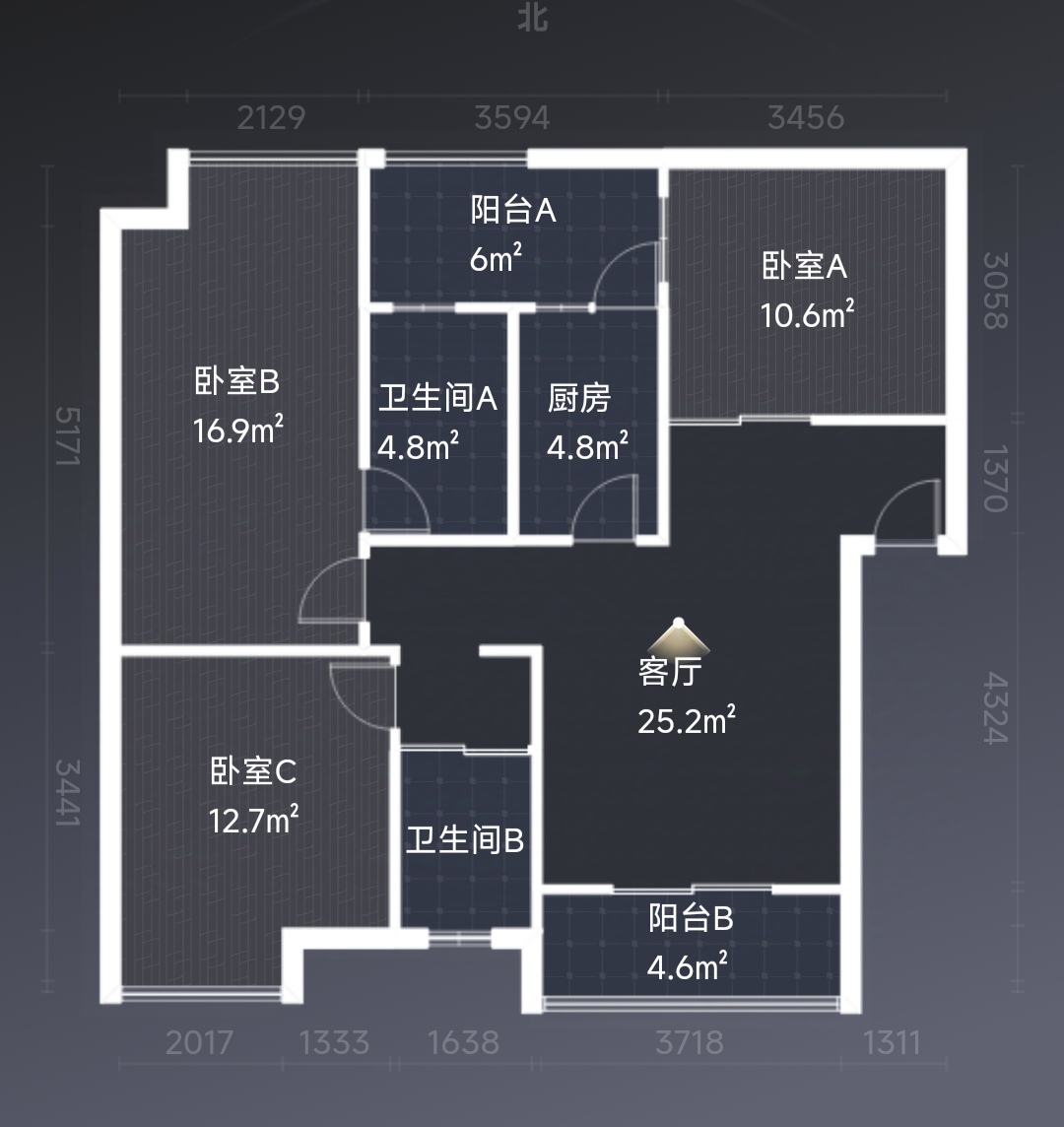 绵阳城南春天三期，3室1厅2卫，100㎡，租金2308元/月 绵阳租房