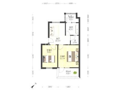 756家属区，2室1厅1卫，54㎡，售价30万