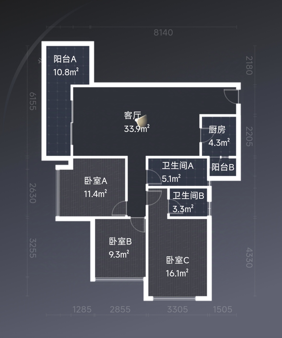 绵阳凤栖幸福南庭，3室2厅2卫，119㎡，售价88万 绵阳二手房