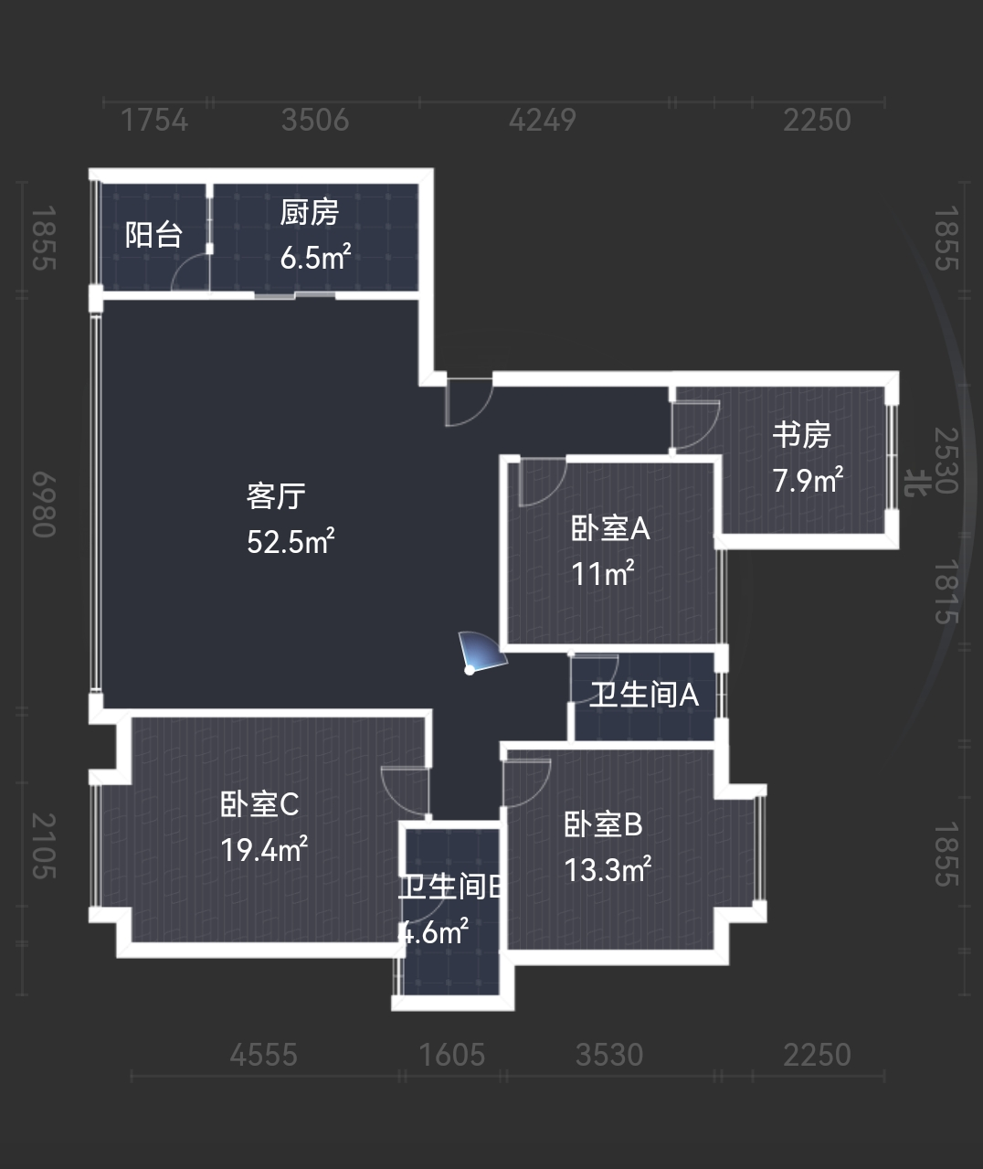 绵阳东原长岛花园洋房 电梯入户南北通透 四室横厅户型 绵阳二手房